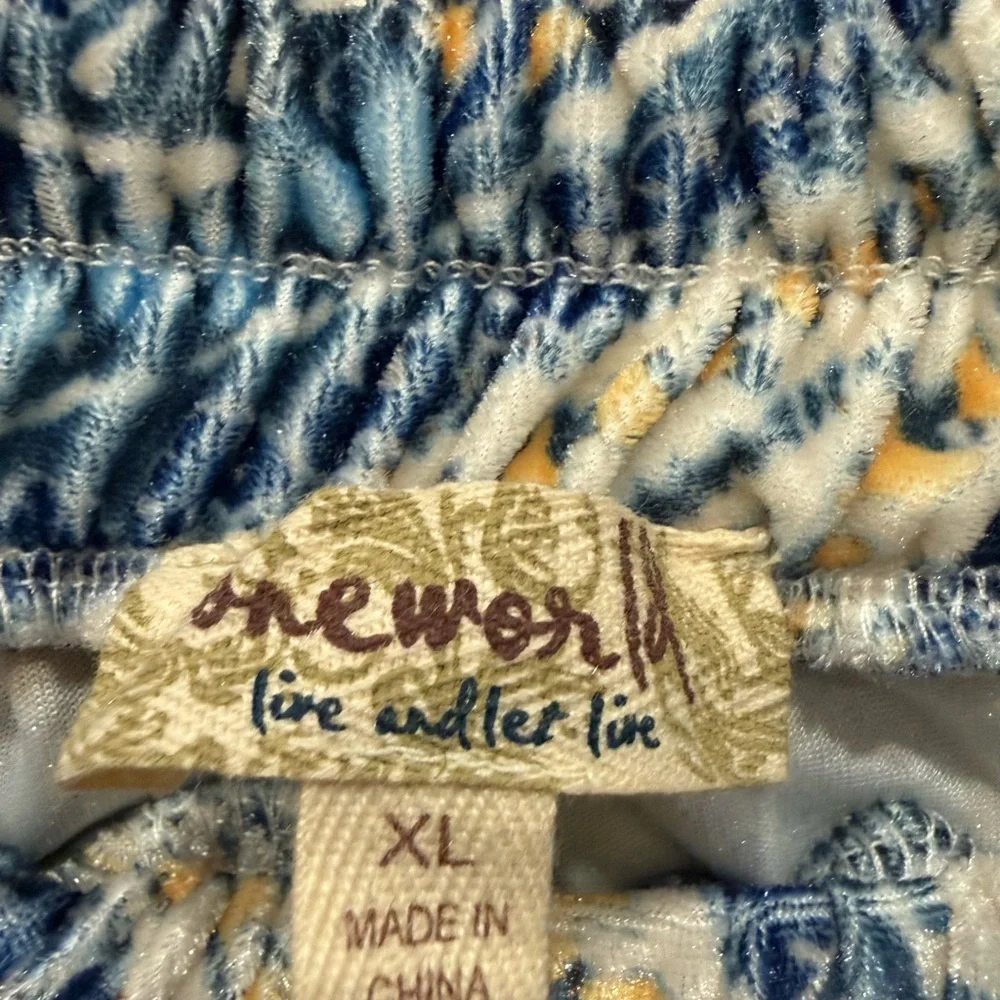 NWT Mezon‎ Blue Paisley Boho Jogger Pants XL Soft Lounge Festival